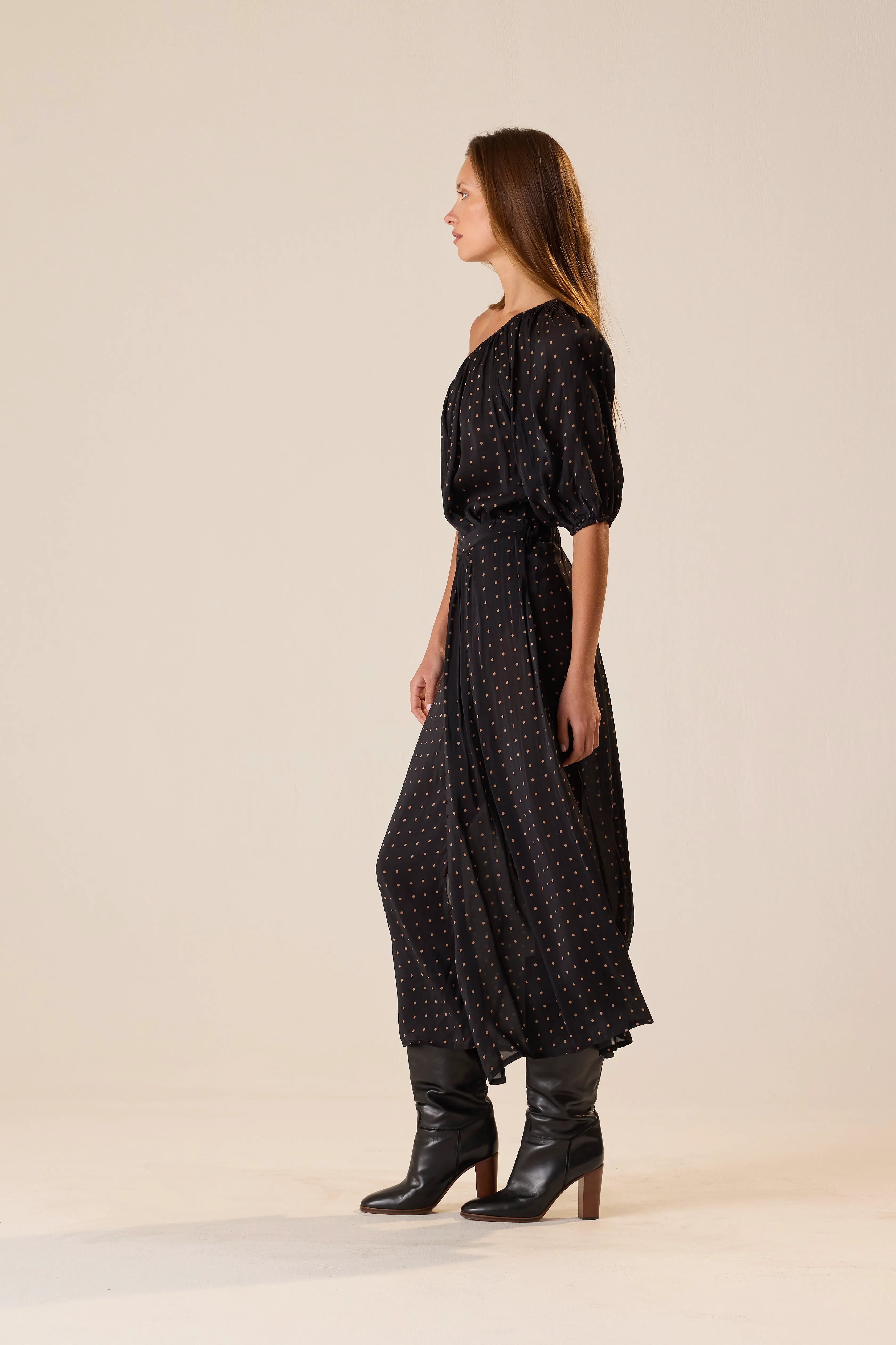 PETITE POLKA DOT BLACK & TAN