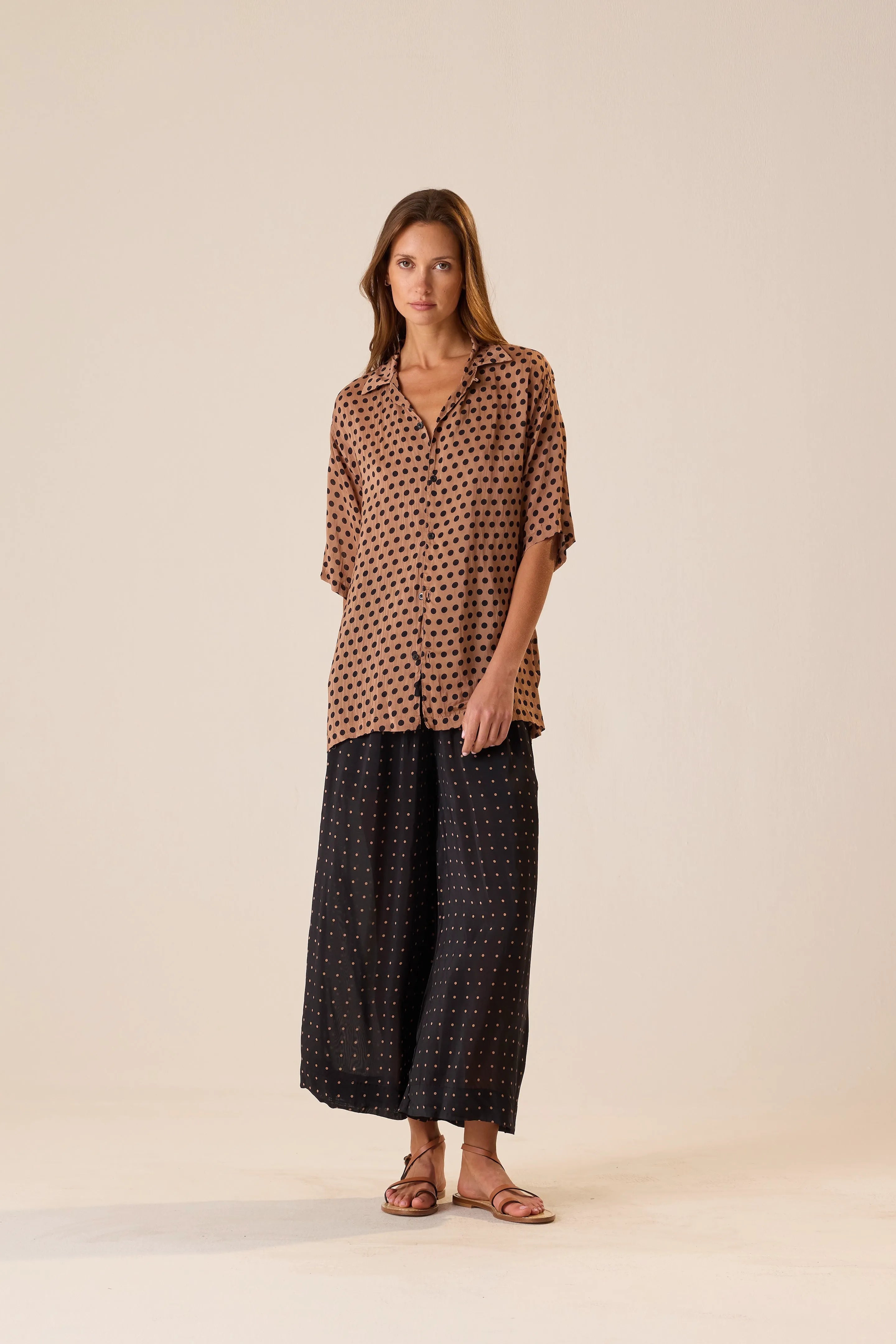PETITE POLKA DOT BLACK & TAN