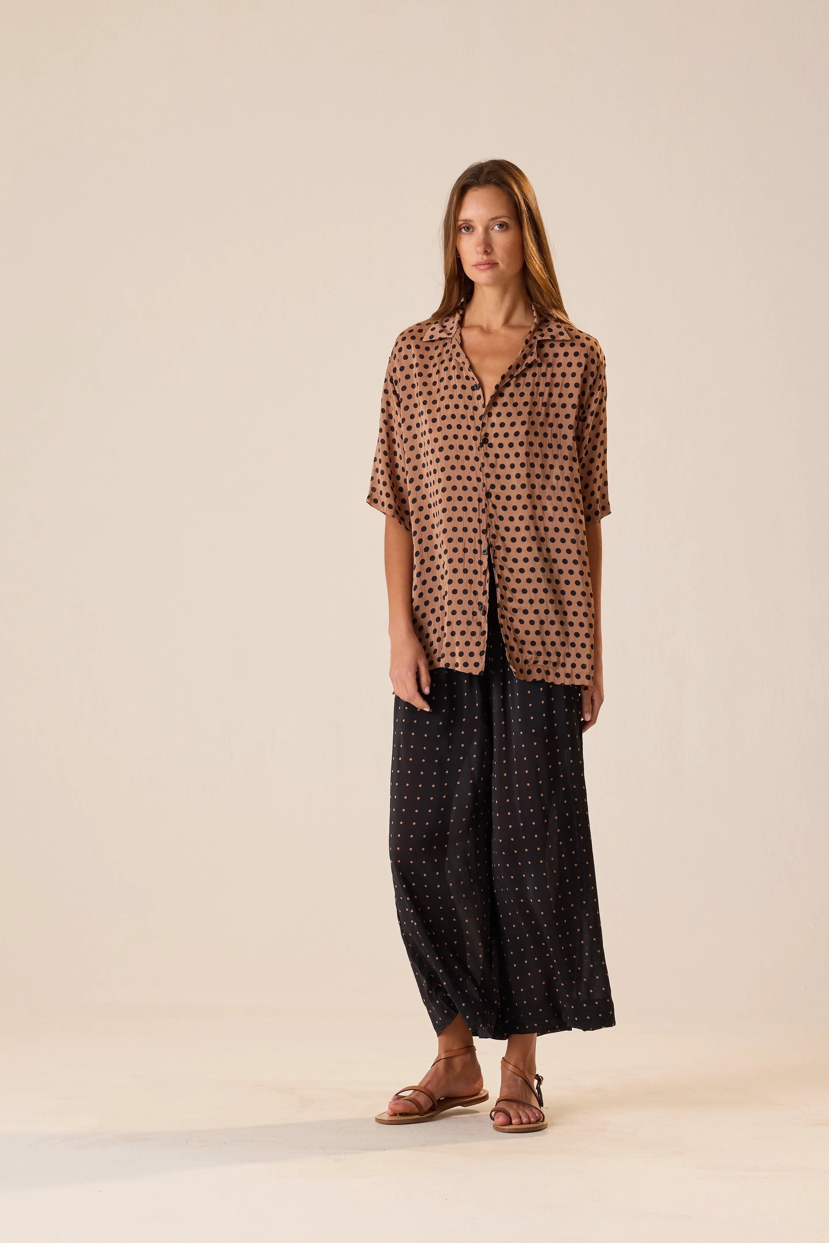 PETITE POLKA DOT BLACK & TAN