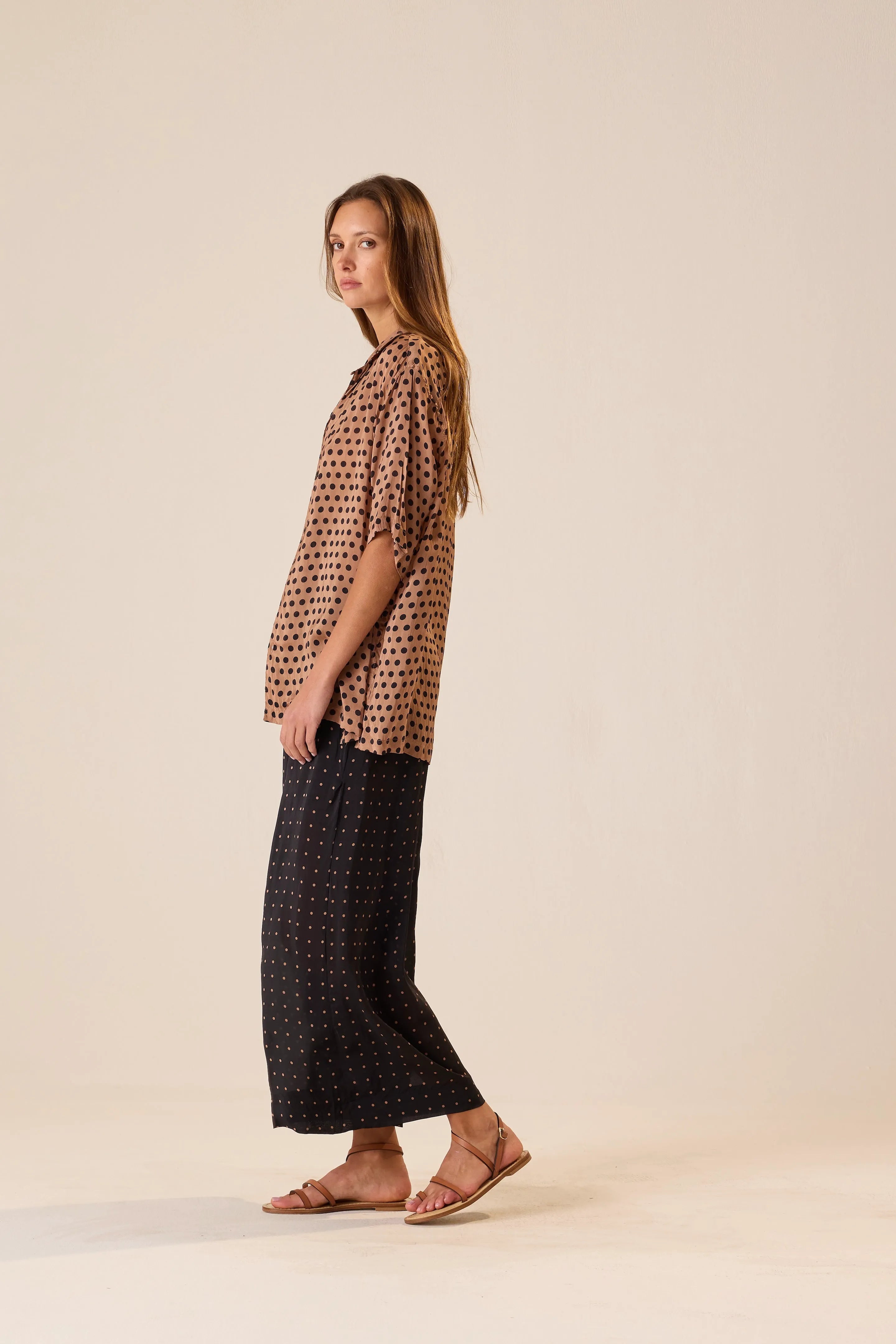 PETITE POLKA DOT BLACK & TAN