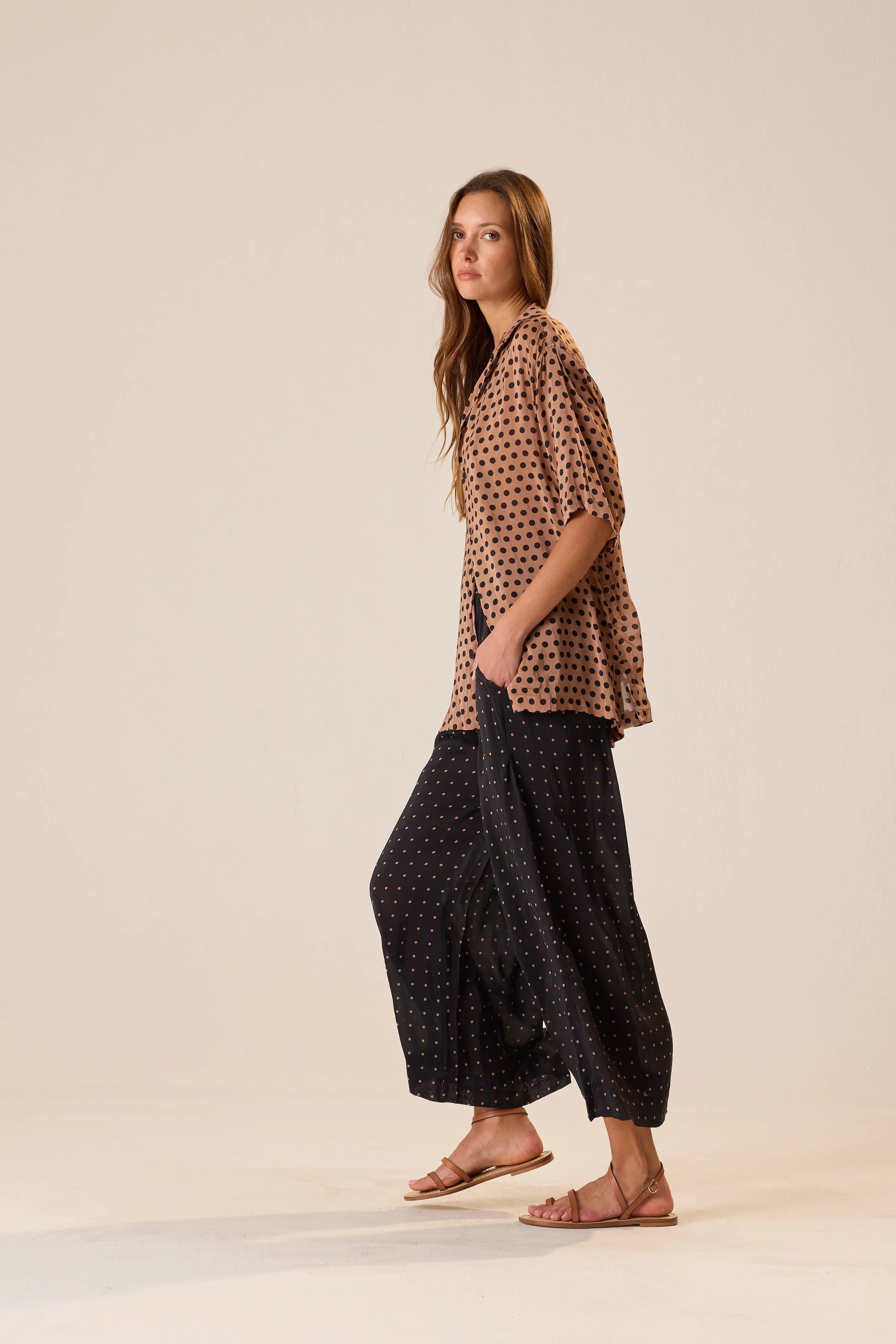PETITE POLKA DOT BLACK & TAN