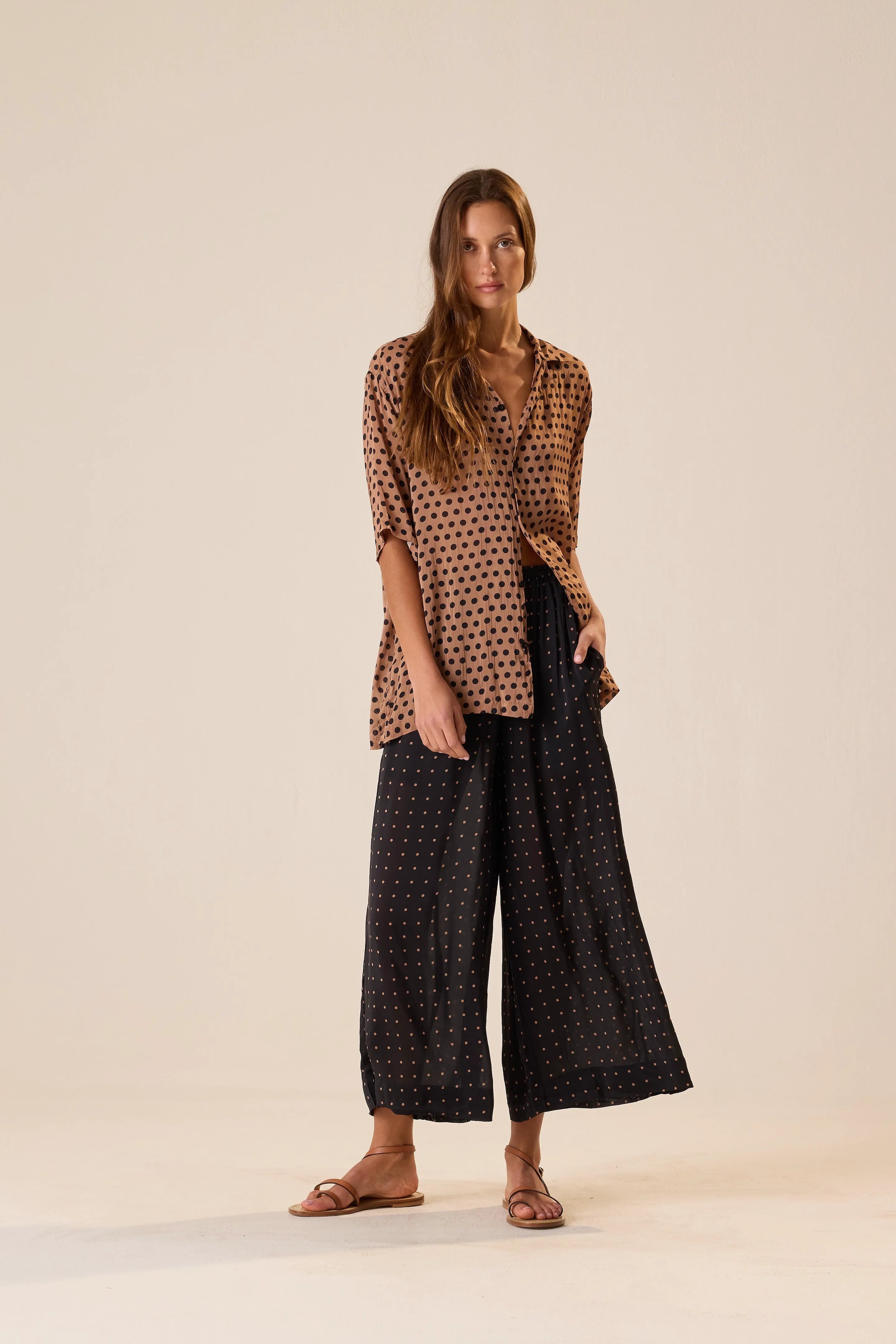 PETITE POLKA DOT BLACK & TAN
