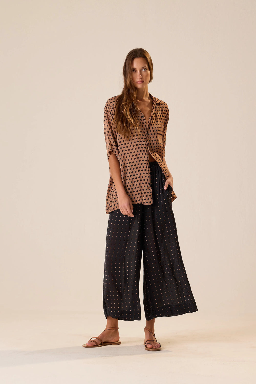 PETITE POLKA DOT BLACK & TAN