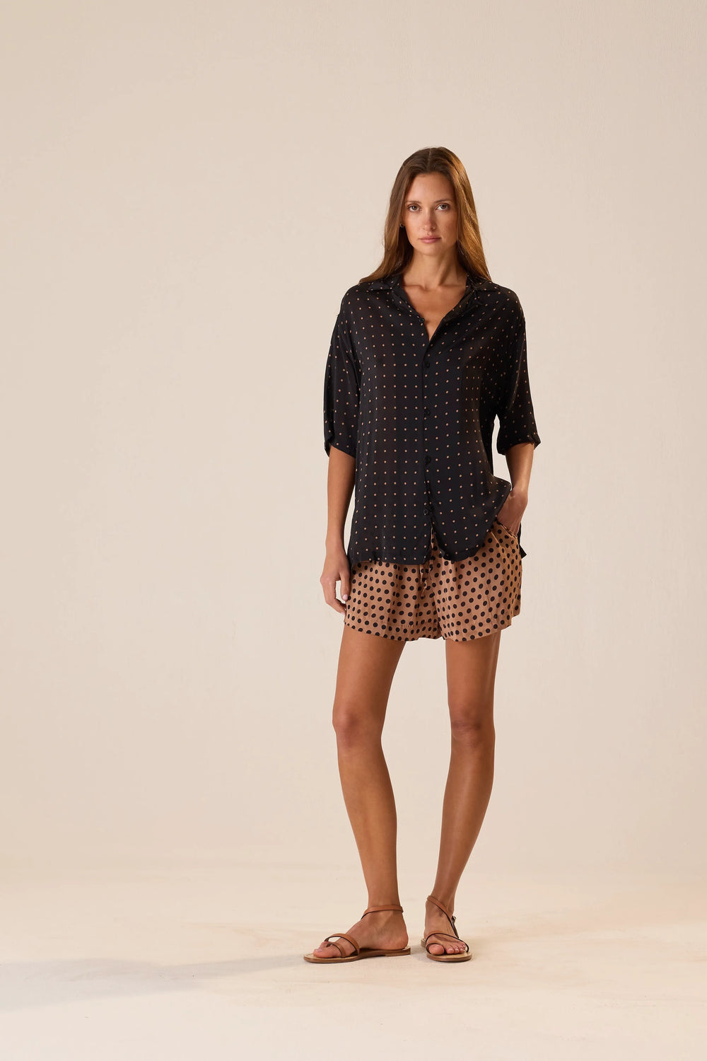 PETITE POLKA DOT BLACK & TAN