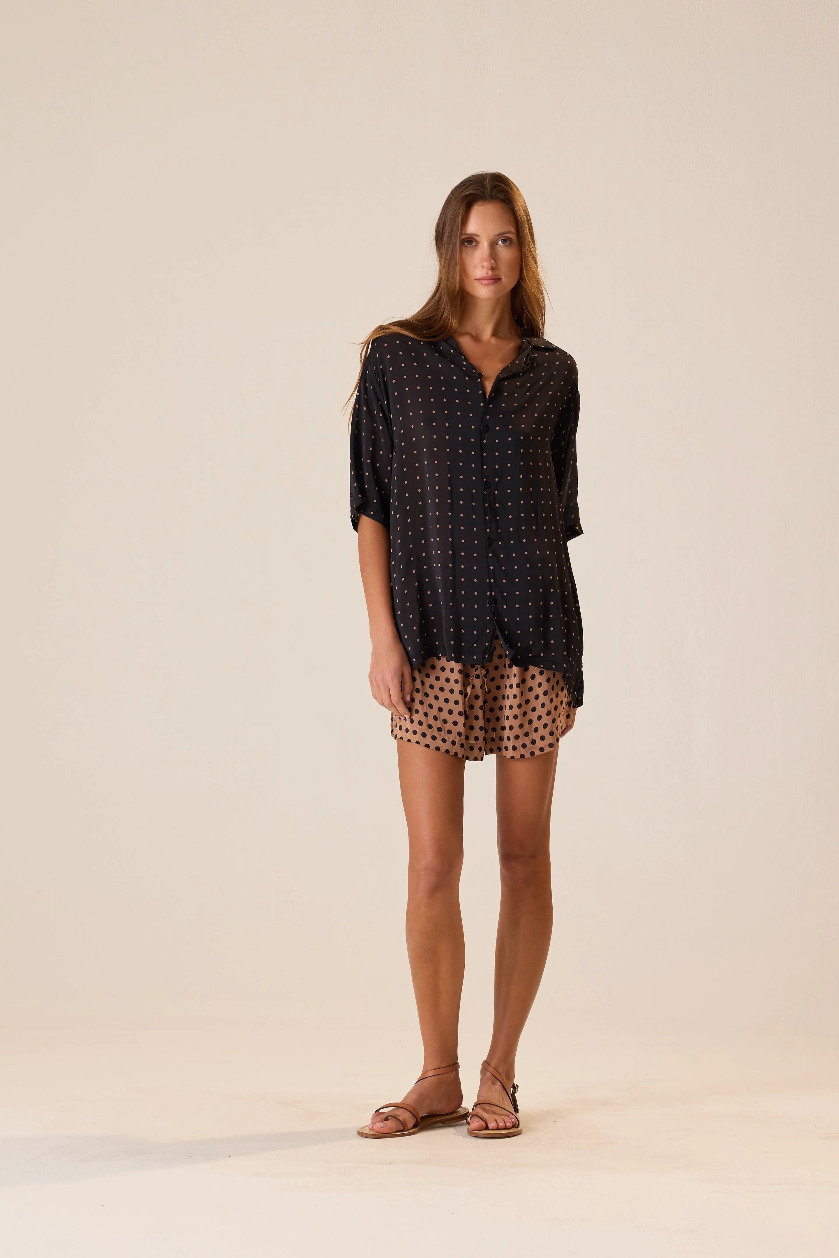 PETITE POLKA DOT BLACK & TAN