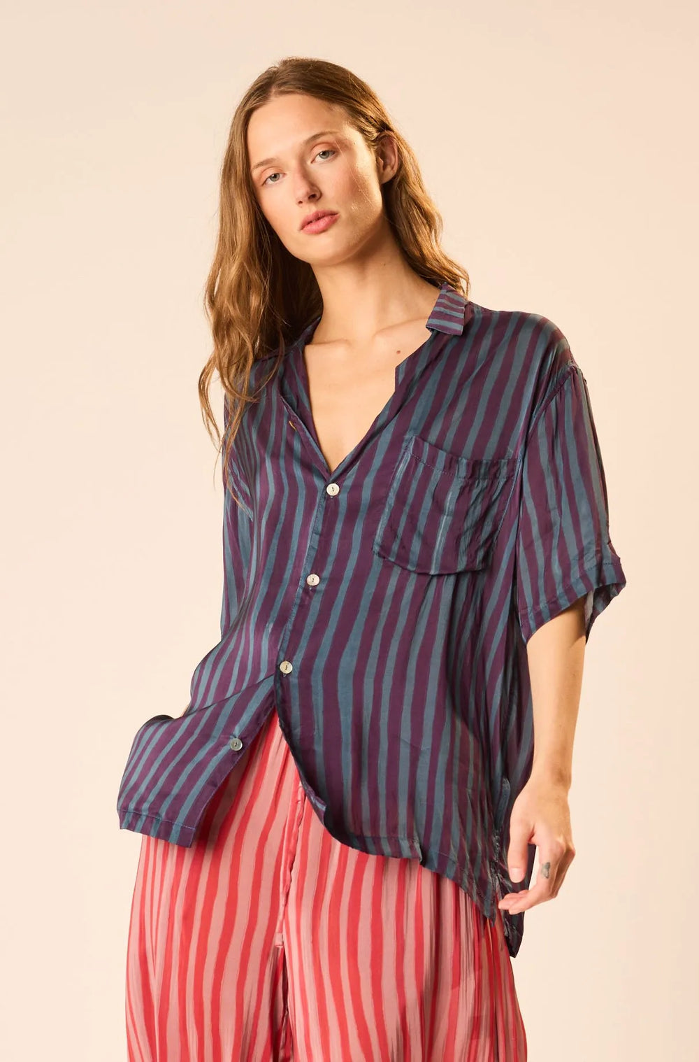 PETITE STRIPE PETROLEUM
